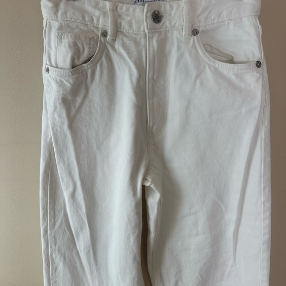 Zara High Waist White denim Wide Leg Jeans long inseam size 2 - Picture 6 of 9